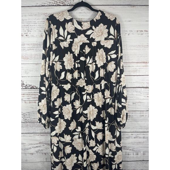 Torrid Dress Womens 2X 18-20 Black Floral Midi Ruffle Surplice Gauze Dress - Picture 8 of 14